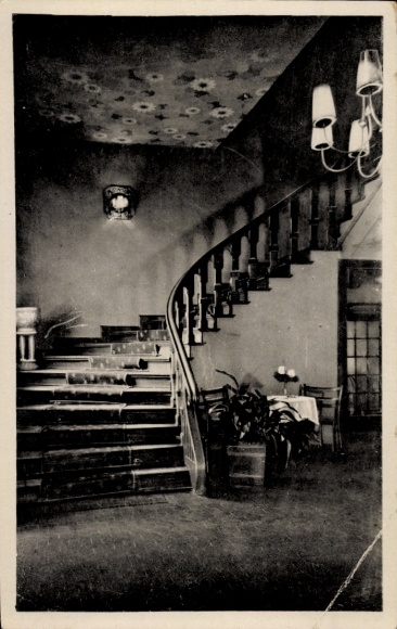 Postcard Ilsenburg in the Harz, Hotel zu den roten Forellen, hotel entrance