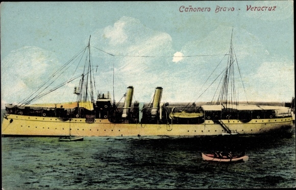 Postcard Veracruz Mexico, Canonero Bravo, Warship