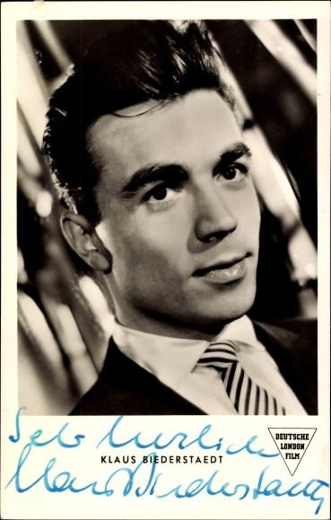Postcard actor Klaus Biederstaedt, autograph