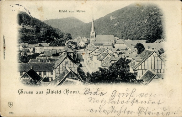 Ak Ilfeld am Harz Thüringen, foto, Ansicht von Ilfeld, Kirche, Häuser, Landschaft