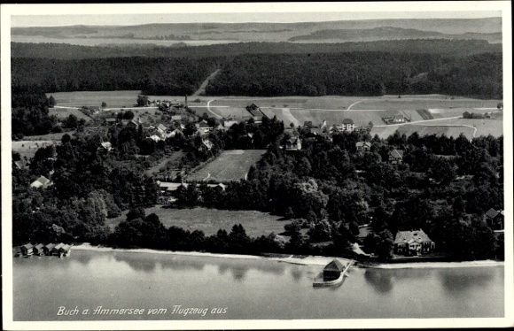 Postcard Buch am Ammersee Inning Upper Bavaria, aerial photograph