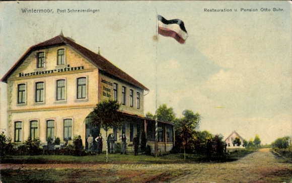 Postcard Wintermoor Schneverdingen in the Lüneburg Heath, restoration and guesthouse