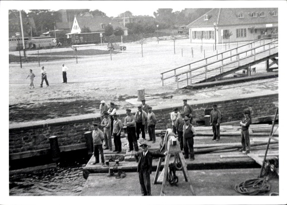 zdjęcie Kaliningrad Królewiec Prusy Wschodnie, robotnicy na brzegu, 1937