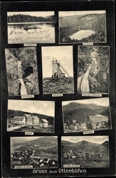 Ak Offenhöfen in het Zwarte Woud, Ortenaukreis, Mummelsee, Wildsee, watervallen, Allerheiligen