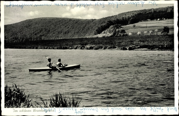 Postcard Vaake Reinhardshagen Hessen, kayak, Weserbergland
