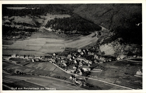 Postcard Reichenbach am Heuberg Württemberg, aerial photograph