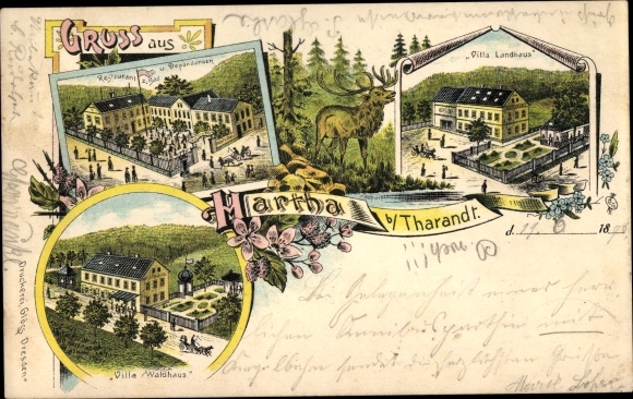 Litho Hartha Hintergersdorf Tharandt im Erzgebirge, Villa Landhaus, Restaurant