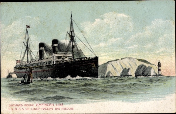 PC Steamer St. Louis, American Line, Lighthouse, Needles