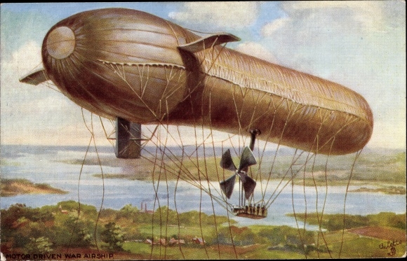 Artist PC Motor Driven War Ship, British Airship, Tuck
