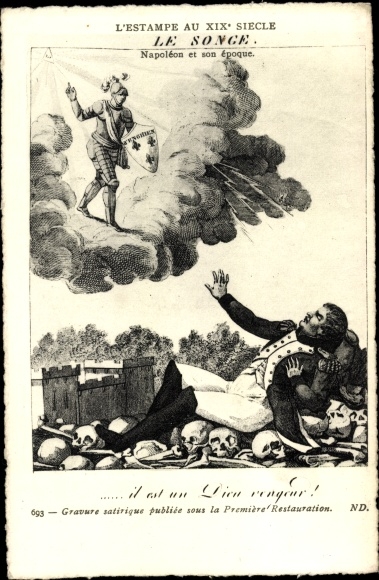 Artist Postcard Satirical engraving published under the First Restoration, Napoleon, Karikatur