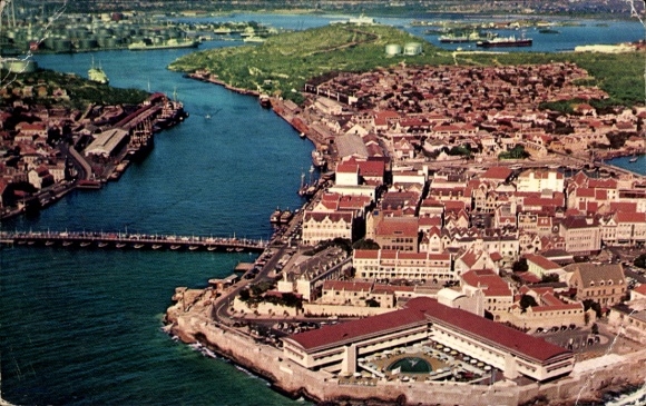 Postcard Curaçao Netherlands Antilles Caribbean, bird's eye view, Hotel Curacao Intercontinental