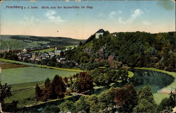 PC Hirschberg an der Saale, view from the Kaiserhöhe in Hag, landscape panorama