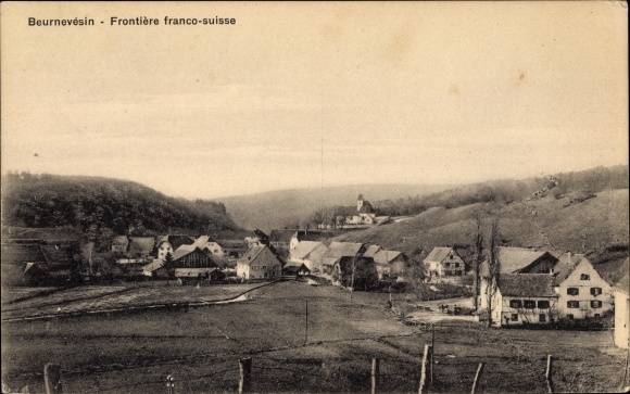KP Beurnevésin Kt. Jura Szwajcaria, Frontiere franco suisse, widok na miasto