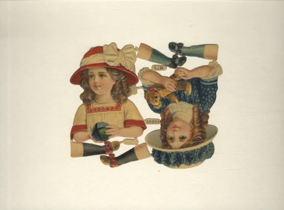 Blok spłaszczony 2 sztuki, L & B 30820, dziewczynki z dużymi czapkami, miś, piłka, wymiary ok. 13 x 15 cm