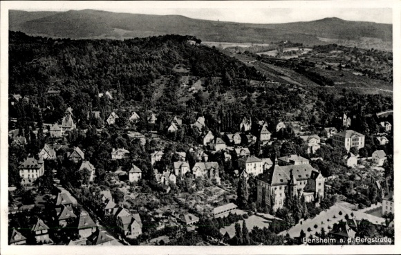 Postcard Bensheim on the Bergstraße Hesse, aerial view of dense development, green surroundings