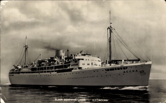 Ak-stoomboot MV Accra van de Elder Dempster Line