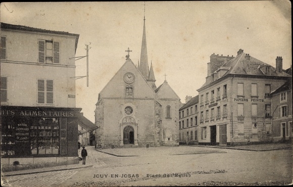 Postcard Jouy en Josas Yvelines, Church Square