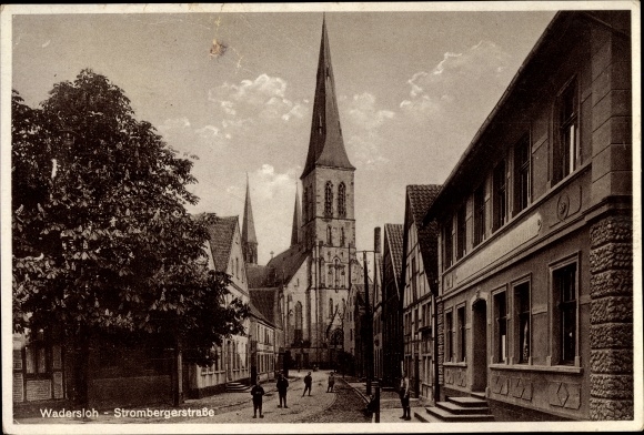 Postcard Wadersloh in the Warendorf district of North Rhine-Westphalia, Stromberger Strasse, church
