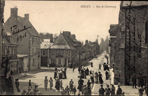 Ak Isigny Calvados, Rue de Cherbourg