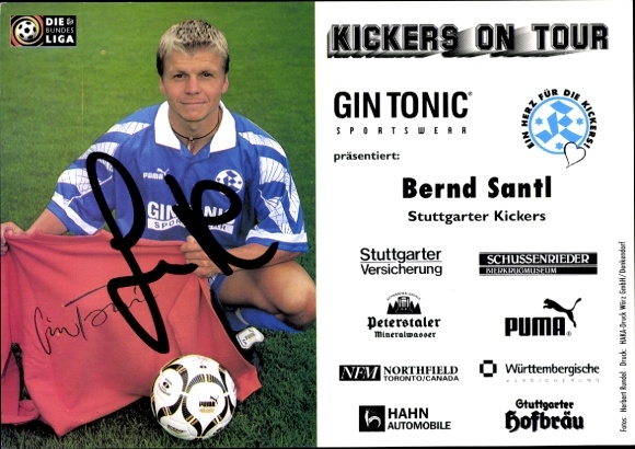 Autograph card footballer Bernd Santl, SV Stuttgarter Kickers, autograph