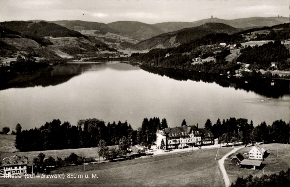Ak Baiersbronn im Schwarzwald, Schwarzwaldsee, Landschaft, Berge, Hotel, ruhige Wasserfläche