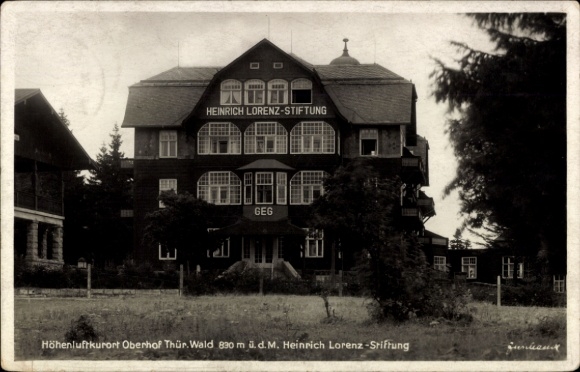 Postcard Oberhof in the Thuringian Forest, Heinrich Lorenz Foundation, high-altitude health resort, Thuringian Forest, 830 m above sea level.