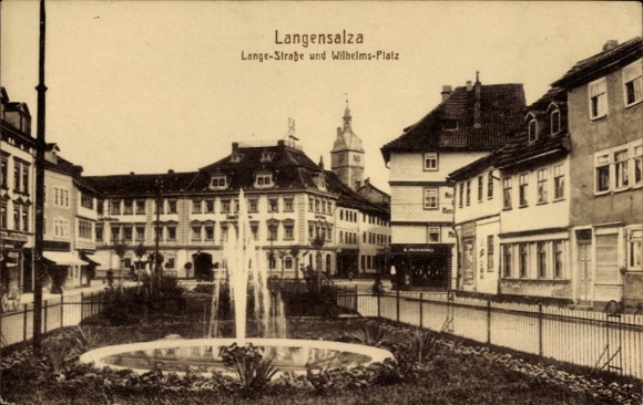 Postcard Bad Langensalza in Thuringia, Langestraße and Wilhelms Platz