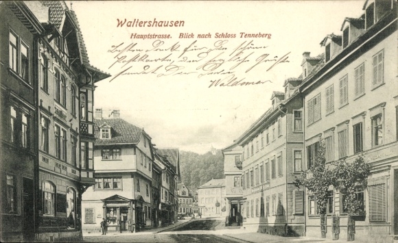 Ak Waltershausen in Thüringen, Hauptstraße, Blick nach Schloss Tenneberg,  Architektur