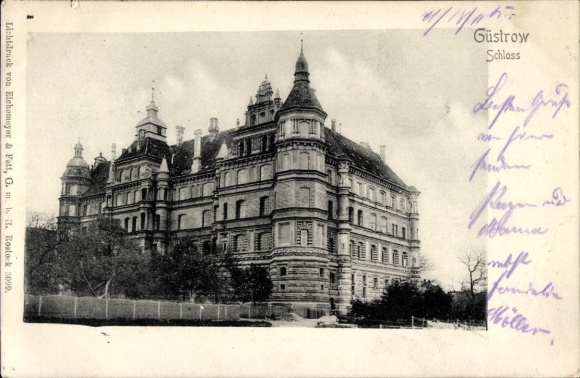 Postcard Güstrow in Mecklenburg, castle architecture, collotype,
