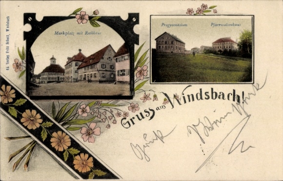 Ak Windsbach Mittelfranken, Marktplatz, Rathaus, Progymnasium, Pfarrwaisenhaus