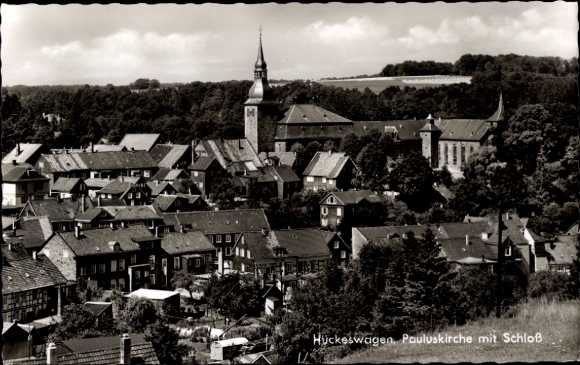 Postcard Hückeswagen in the Oberbergischer Kreis, Pauluskirche with castle