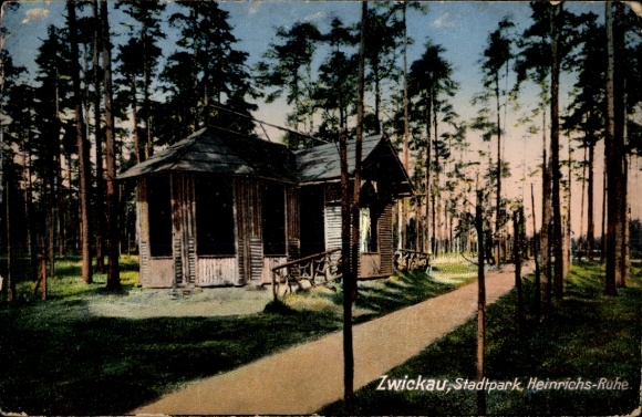 Postcard Zwickau in Saxony, City Park, Heinrichs-Ruhe