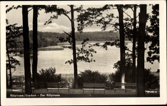 Postcard Baltic resort Kölpinsee on Usedom, view of Kölpinsee