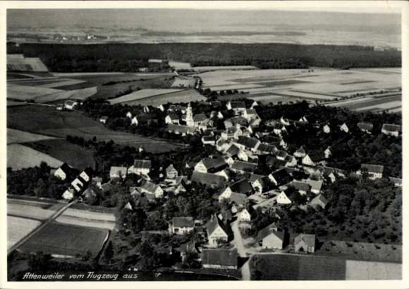 Postcard Attenweiler Baden Württemberg, aerial photograph