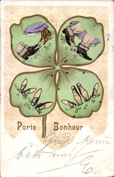 Litho Glücksbringer, Kleeblatt, Humor