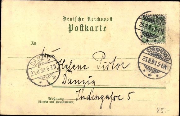 Chromo-Litho Bornhöved in Holstein, war memorial, market square, Gasthof zur Linde, church, Adolph monument