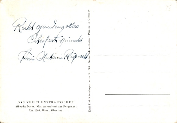 Artist Postcard Dürer, A., Bouquet of Violets