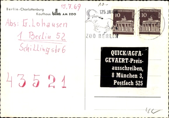 Postcard Berlin Charlottenburg, Bilka department store at the Zoo
