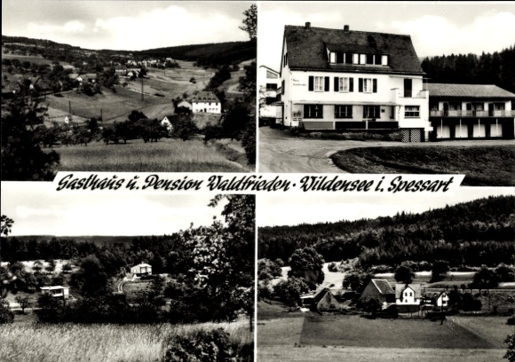 Postcard Wildensee Eschau im Spessart, Gasthaus Waldfrieden, panorama, exterior view