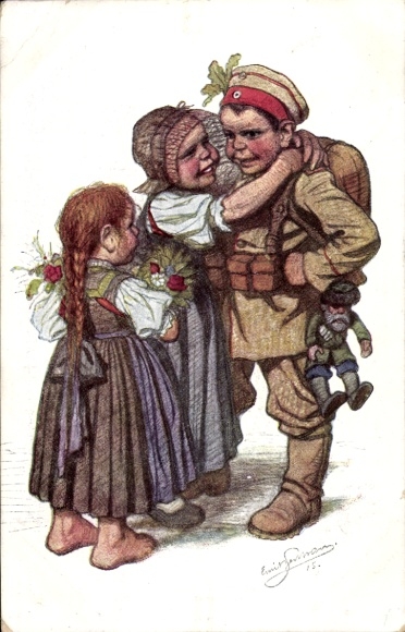 Künstler Ak Beithan, Emil, Kind in Uniform, Volkstrachten aus dem Schwarzwald, Puppe