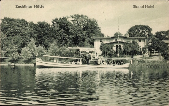 Postcard Zechliner Hütte Zechlinerhütte City of Rheinsberg in der Mark, Beach Hotel