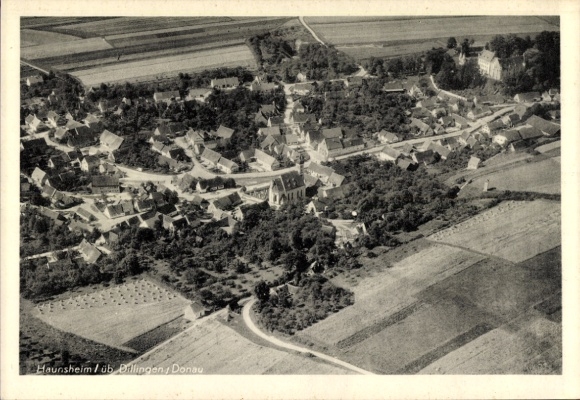 Ak Haunsheim in Schwaben, Fliegeraufnahme