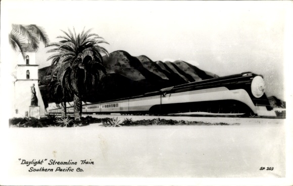 Postcard Daylight Streamline Train, Southern Pacific Co.