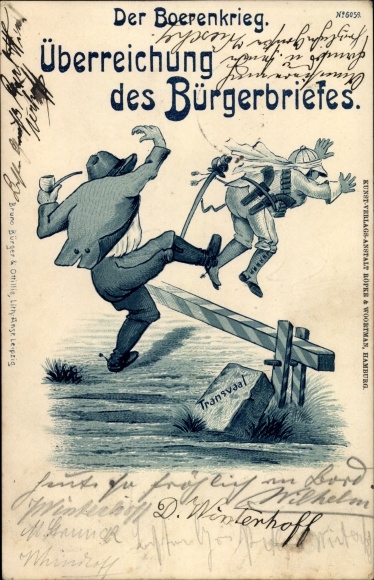 Chromo-Litho The Boer War, Boer War, presentation of the citizen&#39;s letter, English, Transvaal
