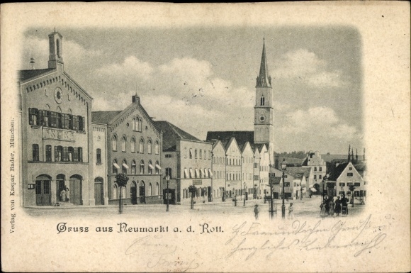 Postcard Neumarkt Sankt Veit an der Rott Upper Bavaria, town view, church