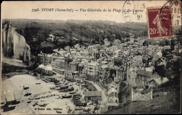 Postcard Yport Seine Maritime, general view of the beach and the casino