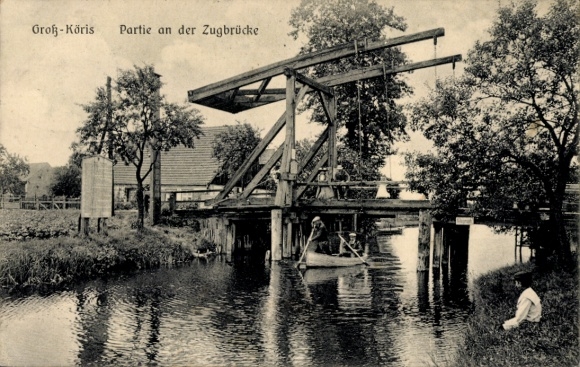 Ak Groß Köris im Kreis Dahme Spreewald, an der Zugbrücke