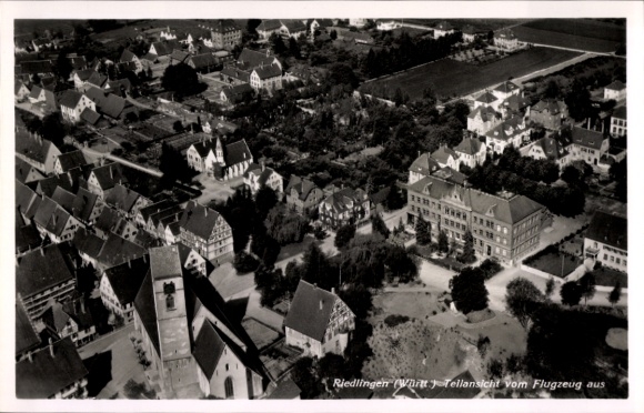 Postcard Riedlingen an der Donau Württemberg, aerial photograph, partial view