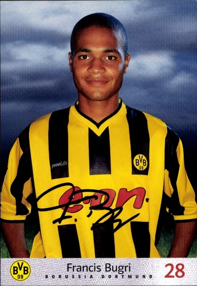 Autograph card footballer Francis Bugri, BVB 09, Borrussia Dortmund, autograph
