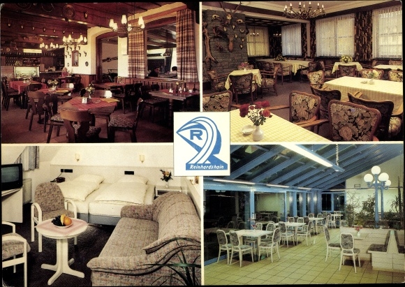 Postcard Reinhardshain Grünberg in Hesse, highway rest house and Hotel Reinhardshain